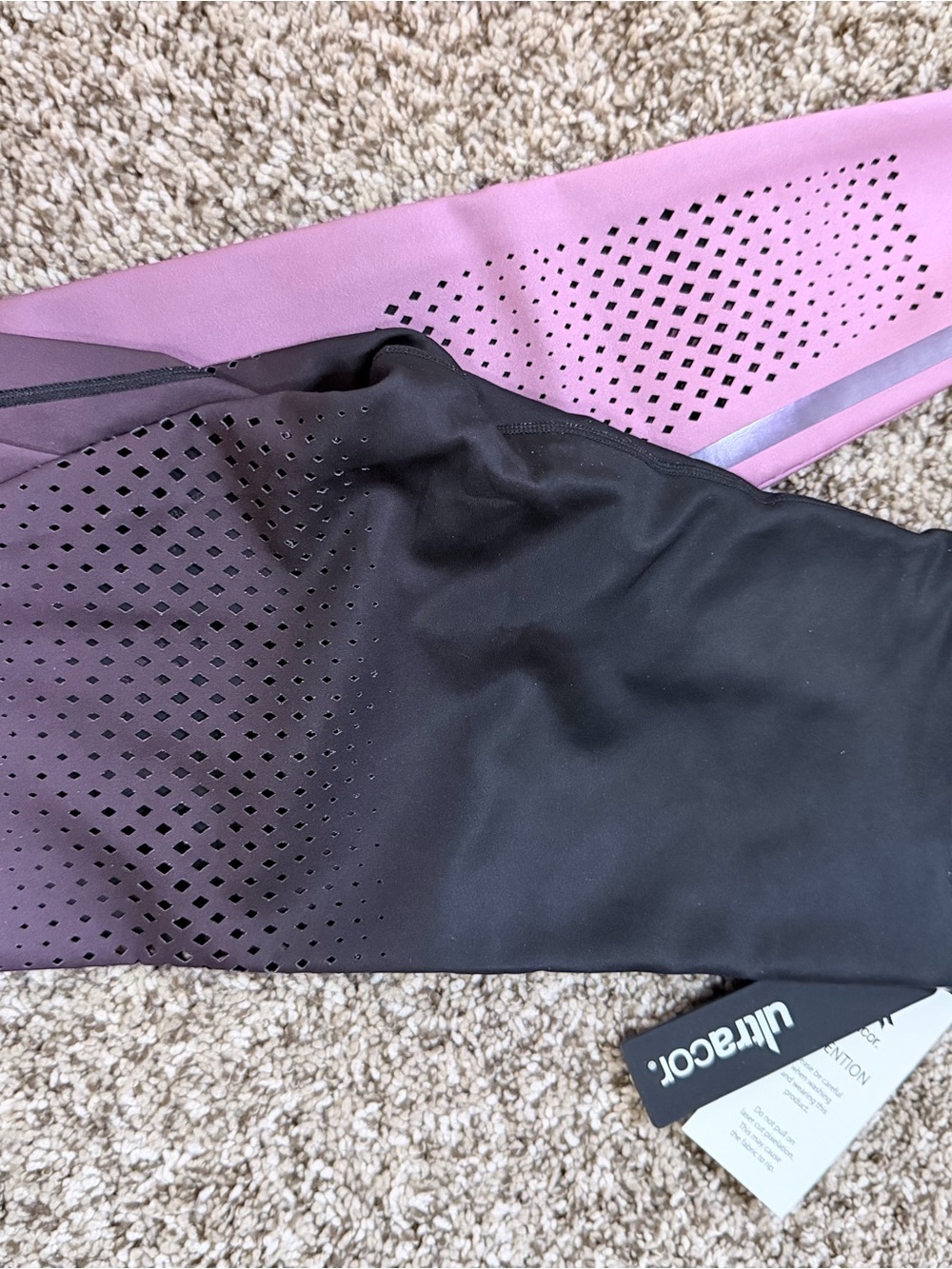 NWT Ultracor Black & pink Perforated Leggings